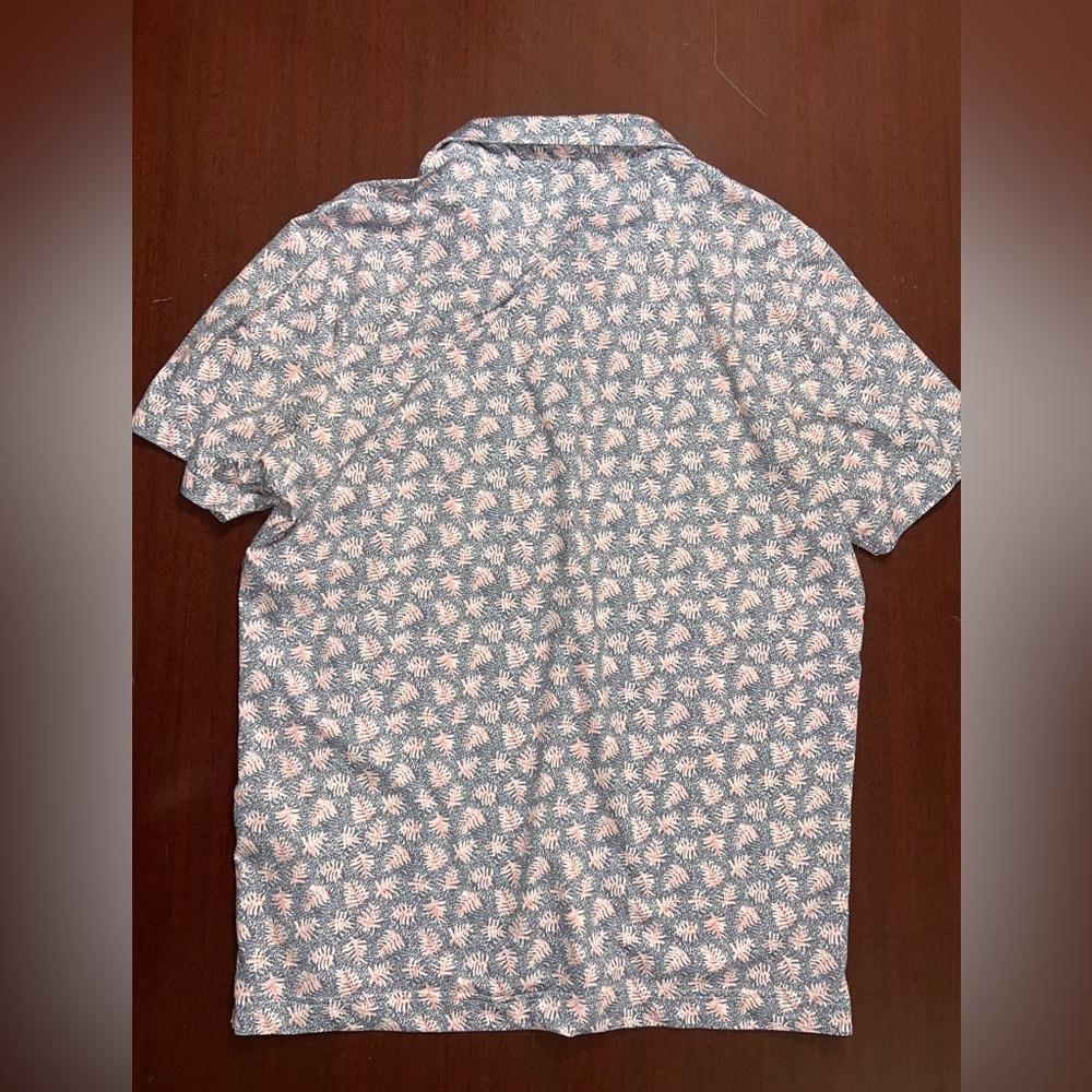 Men's Floral Polo Shirt in Blue and White - Picture 3 of 4